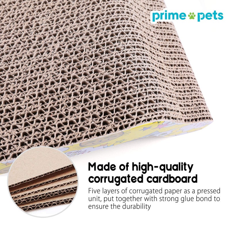 PrimePets Cat Scratching Board, 2 Pack Cat Scratcher Cardboard, Cat Scratch Pad for Indoor Cats, Cat Scratcher Couch Lounge Sofa Bed, Reversible Corrugated, Catnip Included - Image 4